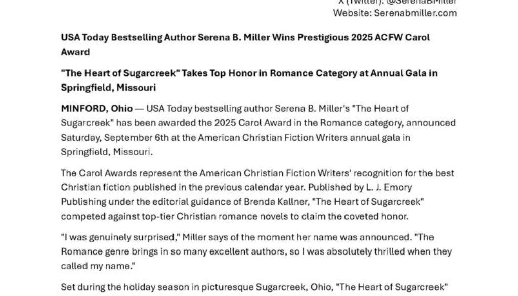 The Heart of Sugarcreek PR - Serena B. Miller (ACFW2025 Winner)_Page_1